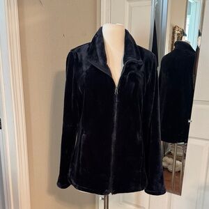 Elegant Midnight Blue Faux Fur Jacket